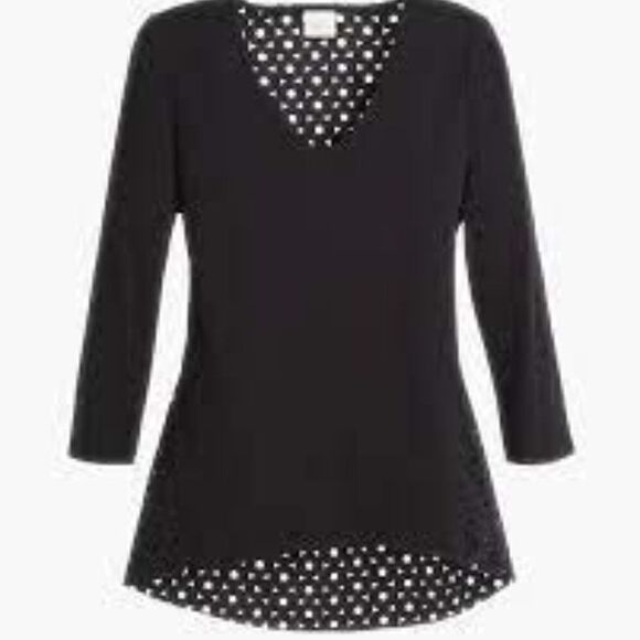 Chico’s Womens Blouse Open Circle Back Size 1 Black Color - Picture 2 of 7